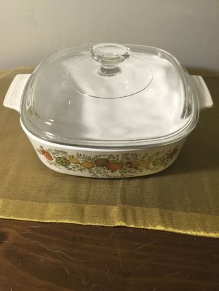 Vintage Corning Ware Spice Of Life “le Romarin” Covered 2 Qt Casserole Dish