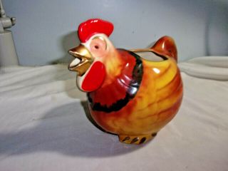 Vintage Shawnee Chanticleer Rooster Pitcher W/gold Trim And Airbrushed Colors