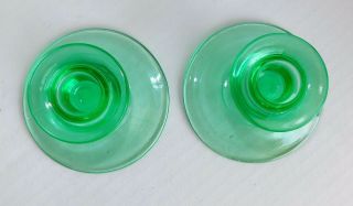 Vintage Elegant Vaseline Uranium Green Depression Glass Candle Holder Perfect 4