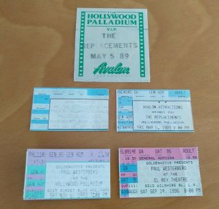 The Replacements Vip Concert Backstage Pass & Ticket Stubs 1989 Paul Westerberg