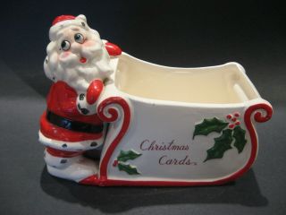 Vintage Kreiss Santa Christmas Card Holder Psycho Ceramic Made In Japan Figurine