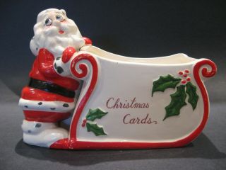 Vintage Kreiss Santa Christmas Card Holder Psycho Ceramic Made in Japan Figurine 3