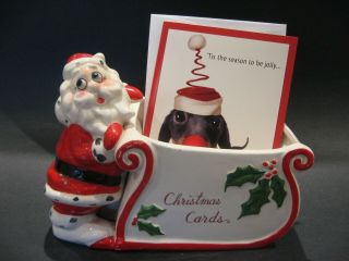 Vintage Kreiss Santa Christmas Card Holder Psycho Ceramic Made in Japan Figurine 4