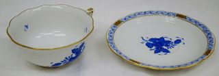 Vintage Herend Hand Painted Porcelain Tea Cup & Saucer Holland Gold Trim B0311