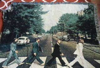 The Beatles Abbey Road Throw Blanket Knit Afghan 2007 58” X 48” Tapestry 2