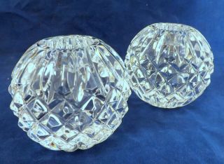 Waterford Cut Crystal 3 " Round Ball Lismore Candle Holder Candlesticks C17