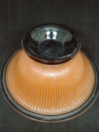 Vintage Art Deco Orange with Black Trim Pedestal Bowl Dish 10 