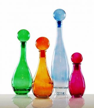 Huge 39cm Art Glass Bottle Decanter & Stopper Top Pale Blue - Decanter 3
