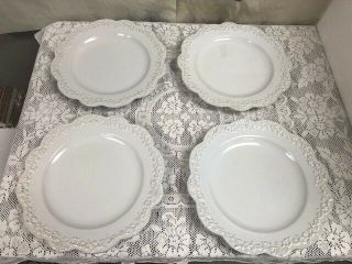 4 - Simply Shabby Chic Chateau Rachel Ashwell Dinner Plates - White Embossed