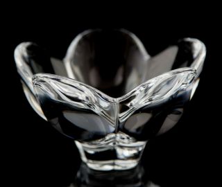Orrefors Pomona Footed Lead Crystal Bowl Petal Shape 5 " Made In Sweden Signed