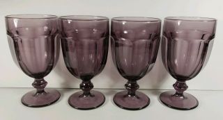 4 Libbey Duratuff Gibraltar Iced Tea Water Goblets 16 Oz Amethyst Purple