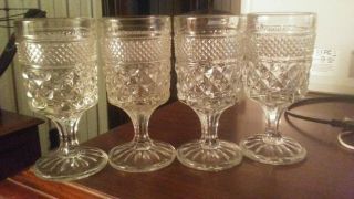 4 Anchor Hocking Wexford Crystal Wine Water Goblet Footed Glasses Clear 5.  5 Oz