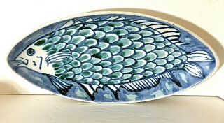 Andersen Pottery Maine Fish Shaped Platter Blue White Green 16 