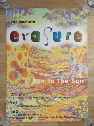 Erasure - Run To The Sun Uk 1994 Official Mute 19 " X 27 " Promo Poster