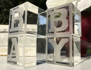 Shannon Crystal By Godinger Silver 4 Pc Baby Block Letter Set - Nib Sculpture