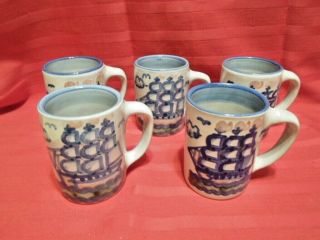 5 - Hadley Pottery Ships - Clipper - Coffee Mugs - Low Tide - 5 Total