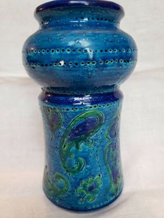 Aldo Londi Bitossi Rosenthal Netter Italy Pottery Vase Rimini Blue Vintage Mcm