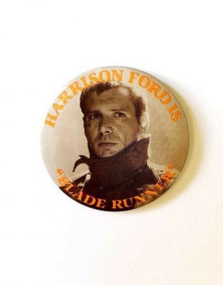 Rare Vintage 1982 Blade Runner Movie Promo Button Harrison Ford Ridley Scott Pin