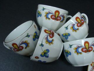 Porsgrund Norway 5 Porcelain Farmers Rose Coffee Tea Cups & Saucers 4