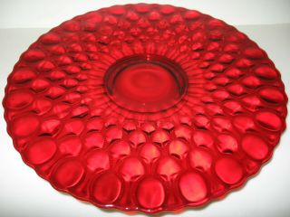 Ruby Red Glass Cake Serving Plate / Platter Pedestal Tray Royal Stand Desert Art