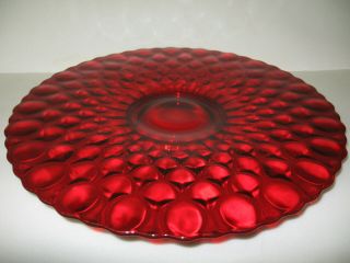 Ruby Red glass cake serving Plate / Platter pedestal tray royal stand desert art 4