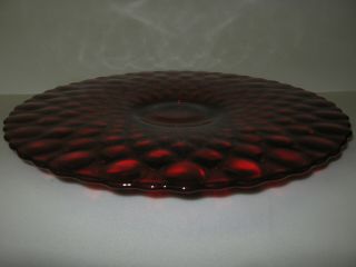 Ruby Red glass cake serving Plate / Platter pedestal tray royal stand desert art 6