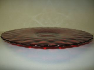 Ruby Red glass cake serving Plate / Platter pedestal tray royal stand desert art 7