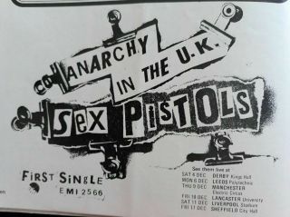 Manchester City V Derby County 4 - 12 - 1976 Sex Pistols Anarchy In The Uk Tour Arti