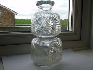 Vintage Bohemia Czech Clear Art Glass Sklo Retro Vase 1950 