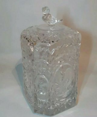 Bleikristall West Germany Lead Crystal Biscuit Candy Jar Storage Glass With Bird