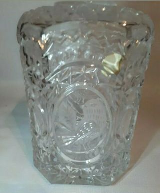 Bleikristall West Germany Lead Crystal Biscuit Candy Jar Storage Glass With Bird 5