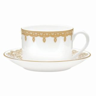 Waterford Lismore Lace Gold Teacup & Saucer Set In The Box
