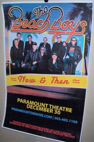 The Beach Boys In Concert Show Poster Now & Then Tour Denver Co 12 - 30 - 2018 Cool