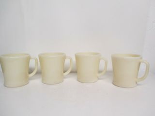 Vintage Fire King Ivory D Handle Coffee Mugs Flat Bottom (4)