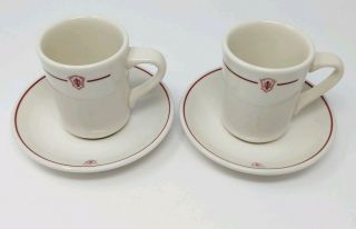 Set Of 2 Vintage Indiana University Iu Coffee Mugs Cups Saucers Homer Laughlin