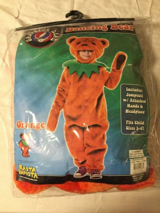 Grateful Dead Dancing Bear Costume Toddler 3 - 4t Orange For Kids Halloween