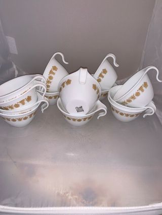 13 Vintage Corelle By Corning Butterfly Gold Hook Handle Cups Hanging Tea Mugs