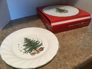(4) Nikko Happy Holidays Christmas Tree Dinner Plate Box Set