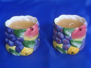 Fitz & Floyd Calypso Fruit Votive Candle Holders - Tropical Fruits