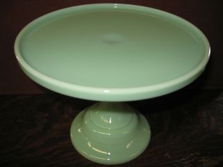 Jadeite Green Glass Cake Serving Stand Plate Platter Pedestal Raised Jadite Jade