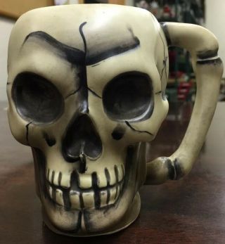 Vintage Norcrest Pottery Skull Mug Cup Japan Bones Halloween Day Of The Dead