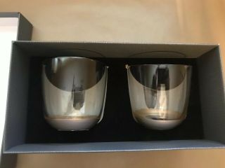 2 Wedgwood Arris Stemless Champagne Glasses Tumblers Pair Crystal Gold Base