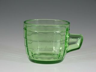 Vintage Deco Hocking Glass Company Green Block Optic Mug With Solid Handle 1935