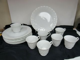 14pc Sheffield Bone White China Porcelain Dinner Plates Cups 4827k