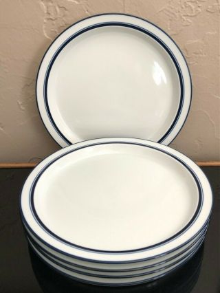 Dansk Designs Bistro Christianshavn Blue White Porcelain 5 Dinner Plates Danish