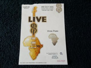 Live 8 (live Aid) Ticket - Hyde Park July 2nd 2005,  Pink Floyd,  Who,  U2,  Madonna