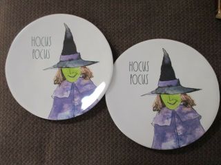 - Set Of 2 Rae Dunn " Hocus Pocus " Ceramic Witch Dinner Plates Halloween