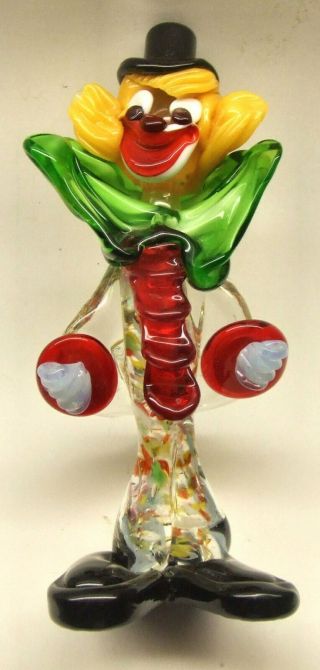 Vintage Murano Glass Clown - - 7.  5 Inches Tall
