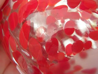 Murano Red Speckled/Confetti & Millefiori Art Glass Purse Vase w/Applied Handles 8