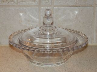 Imperial Candlewick Clear 400/59 Covered Candy Box Round 6 1/2 "